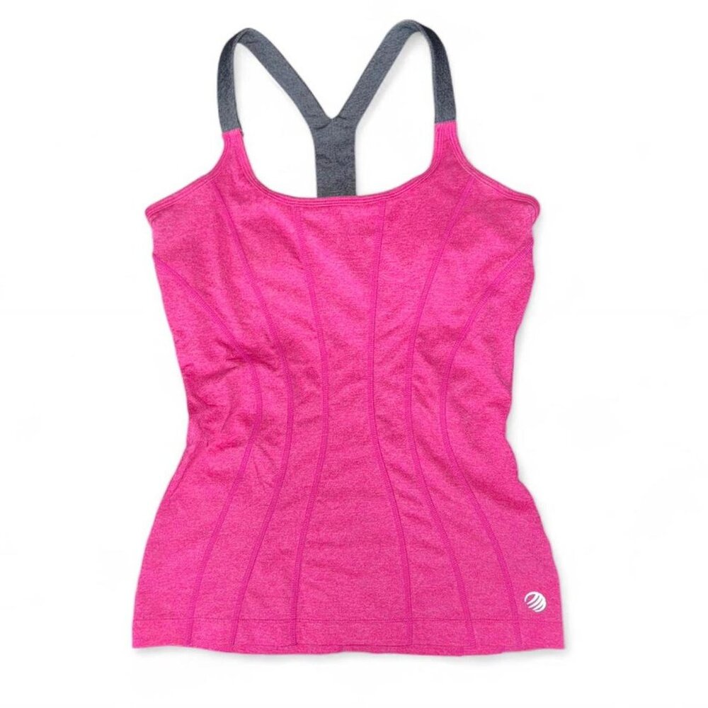 MPG Pink and Grey Athletic Thick Strap Racerback Workout Tank Top Women's Size S